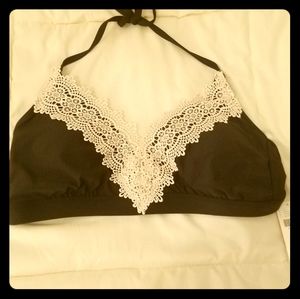 NWT Anthropologie Halter Lace Bikini Top Size L